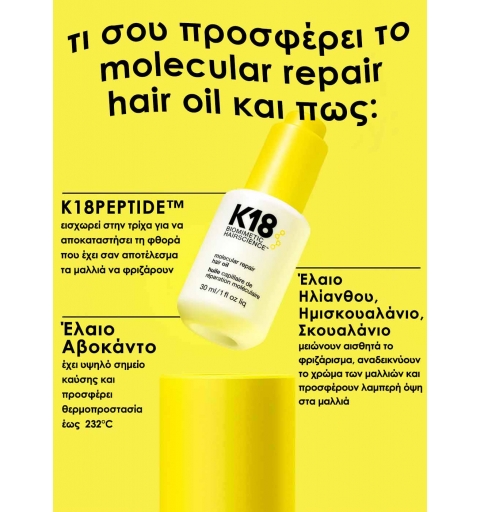 K18 Molecular Repair Hair Oil 30ml