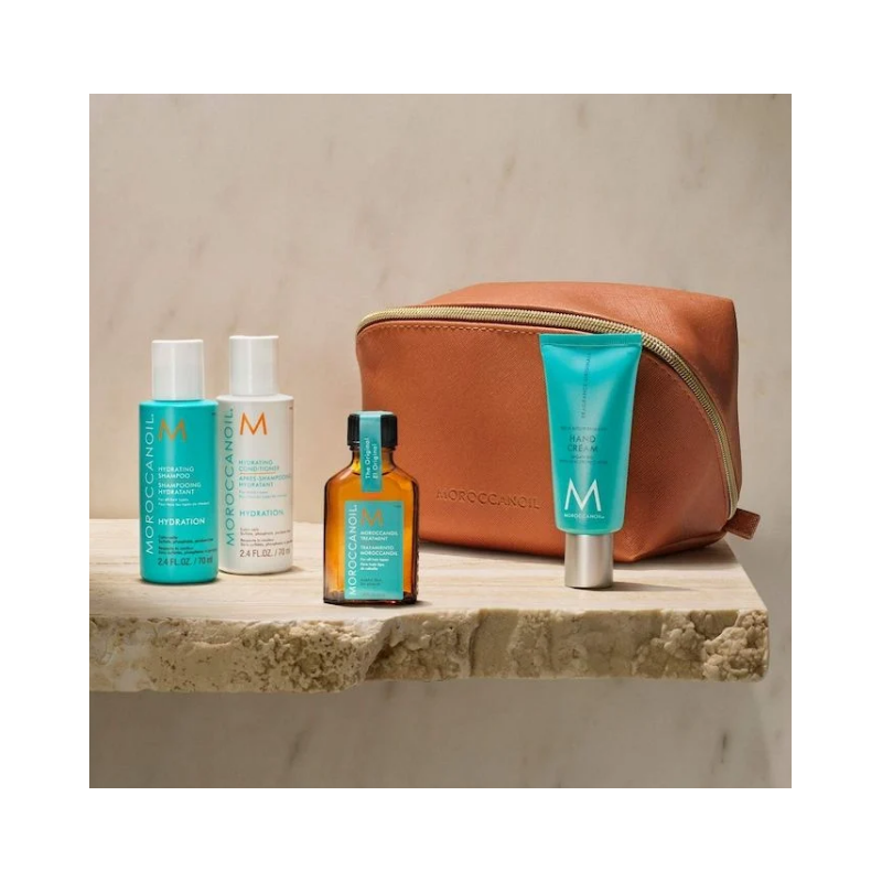 Moroccanoil Hydration Travel Set (Shampoo 70ml, Conditioner 70ml, Hand Cream 40ml, Oil Treatment 25ml)